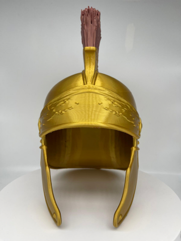 Cosplay - Cască romană cosplay imprimată 3D, finisaj auriu cu coif roșu