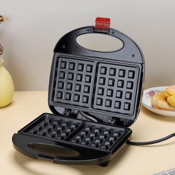 Aparat de Facut Gofre si Vafe, Gofrownica Electrica Dubla cu Placi Antiaderente, Carcasa Neagra [2]