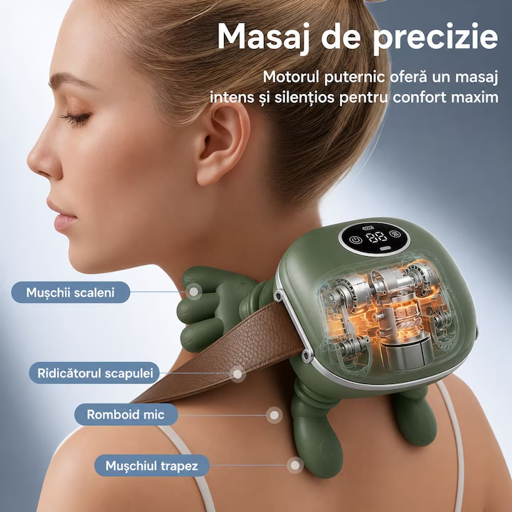 Aparat de Masaj cu Manute, pentru Gat, Umeri si Corp, Reincarcabil USB, Functie Incalzire [5]