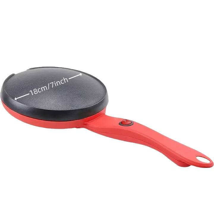 Aparat Electric de Facut Clatite si Lipii, Tigaie Portabila Inversata cu Suprafata Antiaderenta, Diametru 20cm, Rosu [3]