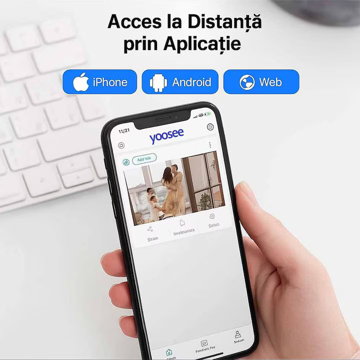 Camera de Supraveghere Exterior WiFi Jortan, Include Card 32GB, Rezolutie 9MP 6K, 3 Lentile cu Afisaj Multi-Ecran, Alarma Luminoasa si Protectie IP66 [7]