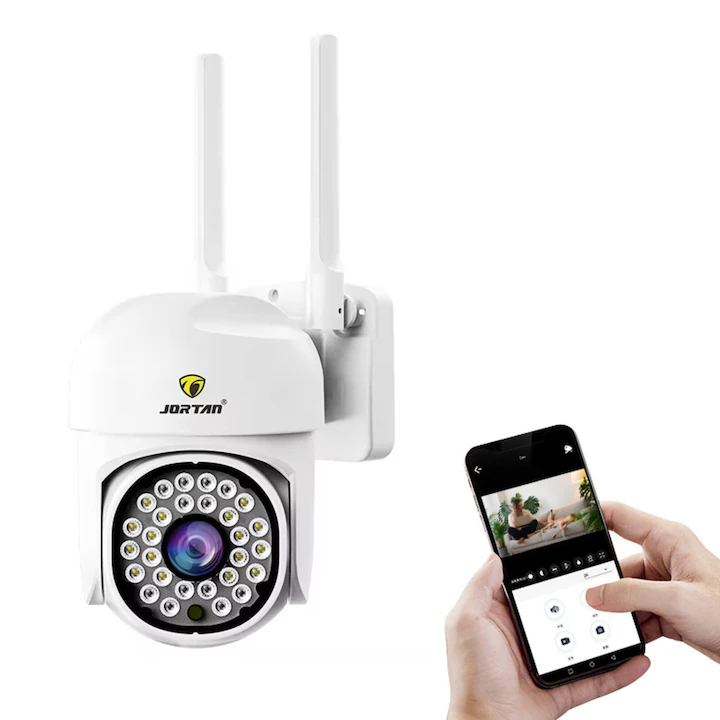 Camera de Supraveghere Exterior WiFi Jortan PTZ, Rezolutie Full HD, Include Card 32GB, Rotire 360 Grade si Vedere Nocturna Color [1]