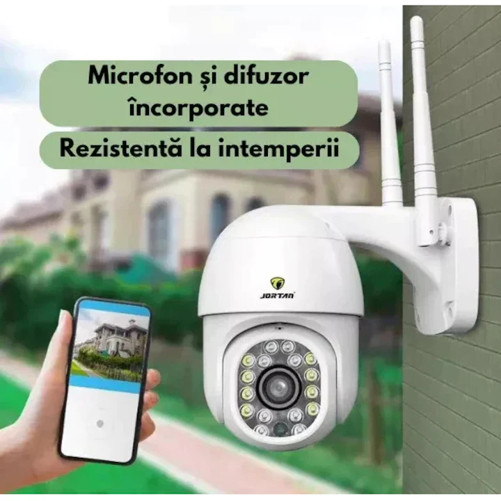 Camera de Supraveghere Exterior WiFi Jortan PTZ, Rezolutie Full HD, Include Card 32GB, Rotire 360 Grade si Vedere Nocturna Color [7]