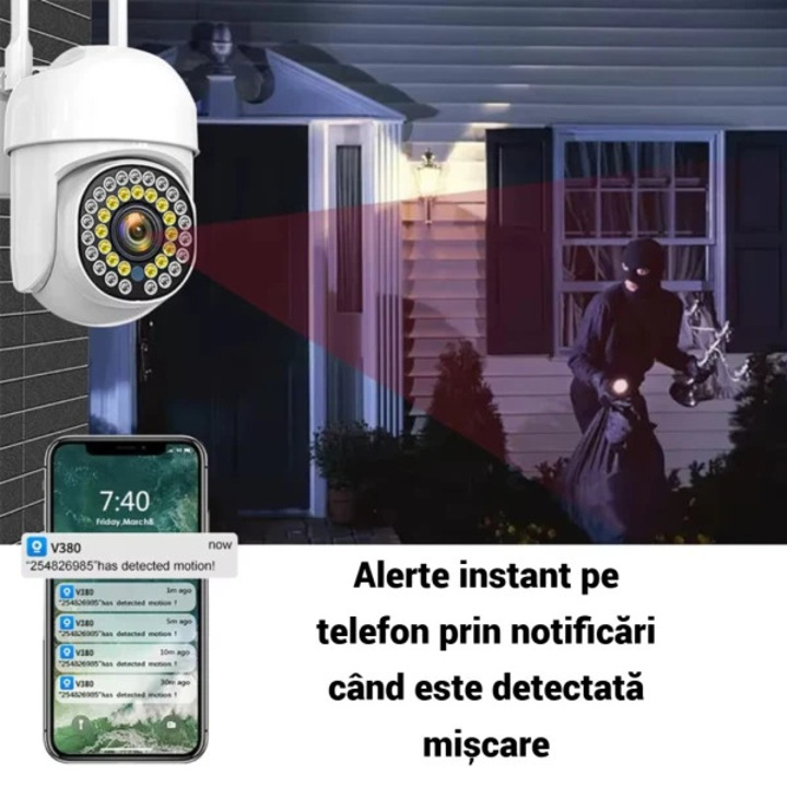 Camera de Supraveghere Exterior WiFi Jortan PTZ, Rezolutie Full HD, Include Card 32GB, Rotire 360 Grade si Vedere Nocturna Color [10]