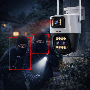 Camera de Supraveghere Tripla Exterior WiFi Jortan, Rezolutie Full HD 1080P, Include Card 32GB, Vedere Nocturna Color si Alerta Miscare [4]