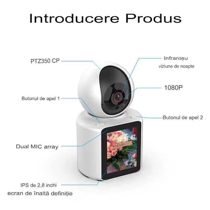 Camera WiFi Inteligenta pentru Supraveghere Bebelusi si Familie, Monitor LCD, Audio Bidirectional, Vedere Nocturna [12]