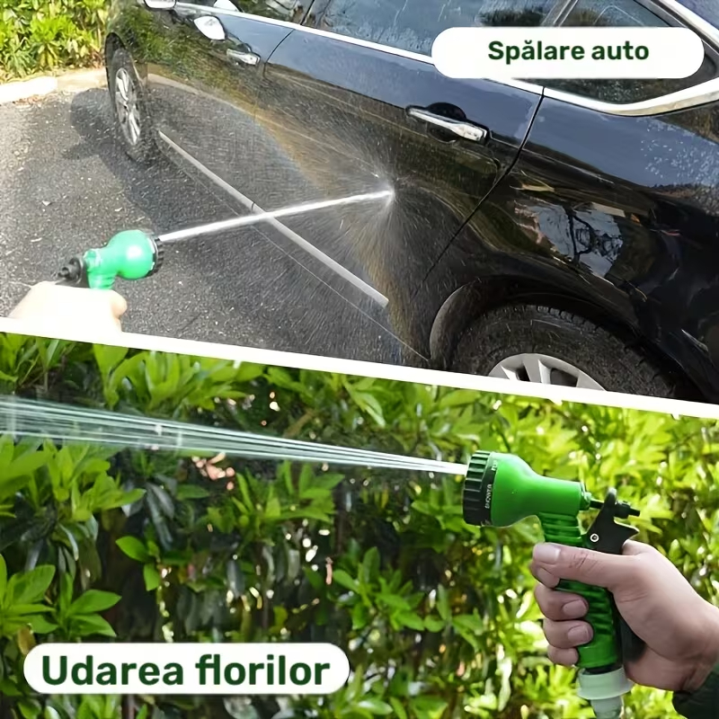 Furtun de gradina extensibil pana la 60m cu pistol de stropit multifunctional, conectori si accesorii incluse [8]