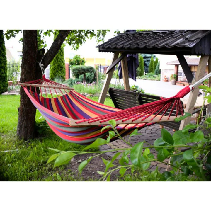 Hamac de Gradina cu Bare din Lemn, Multicolor, 200x150 cm [2]