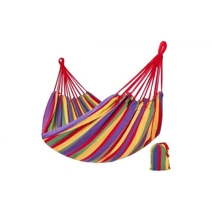 Hamac de Gradina si Camping din Bumbac, Multicolor, 180x80 cm [7]