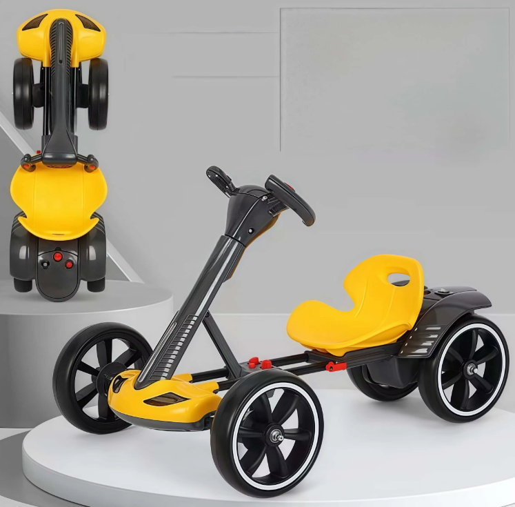 Kart Electric pentru Copii 3-7 Ani, 12V, 45W, Bluetooth, Telecomanda Parental Control, Pliabil, Galben-Negru [2]