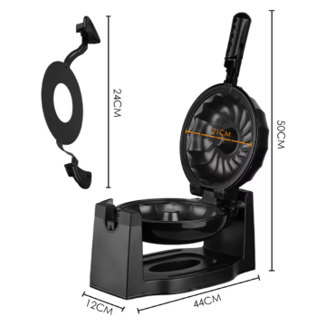 Masina de Copt Chec si Guguluf, Aparat Electric Rotativ la 180 Grade pentru Deserturi, Placi Antiaderente, Negru [5]