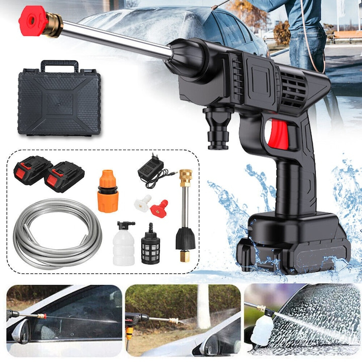 Pistol de Spalat cu Presiune pe Acumulator, 2 Baterii, Valiza Transport [2]