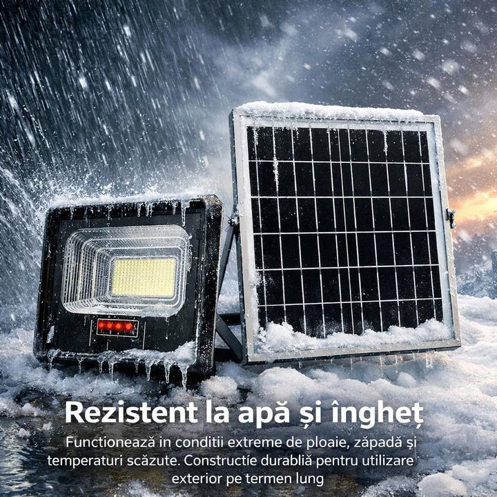 Proiector LED solar 200W IP67 cu panou fotovoltaic si telecomanda [23]