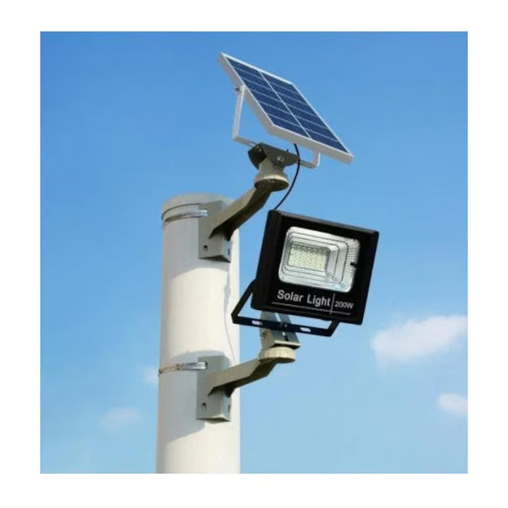 Proiector LED solar 200W IP67 cu panou fotovoltaic si telecomanda [7]