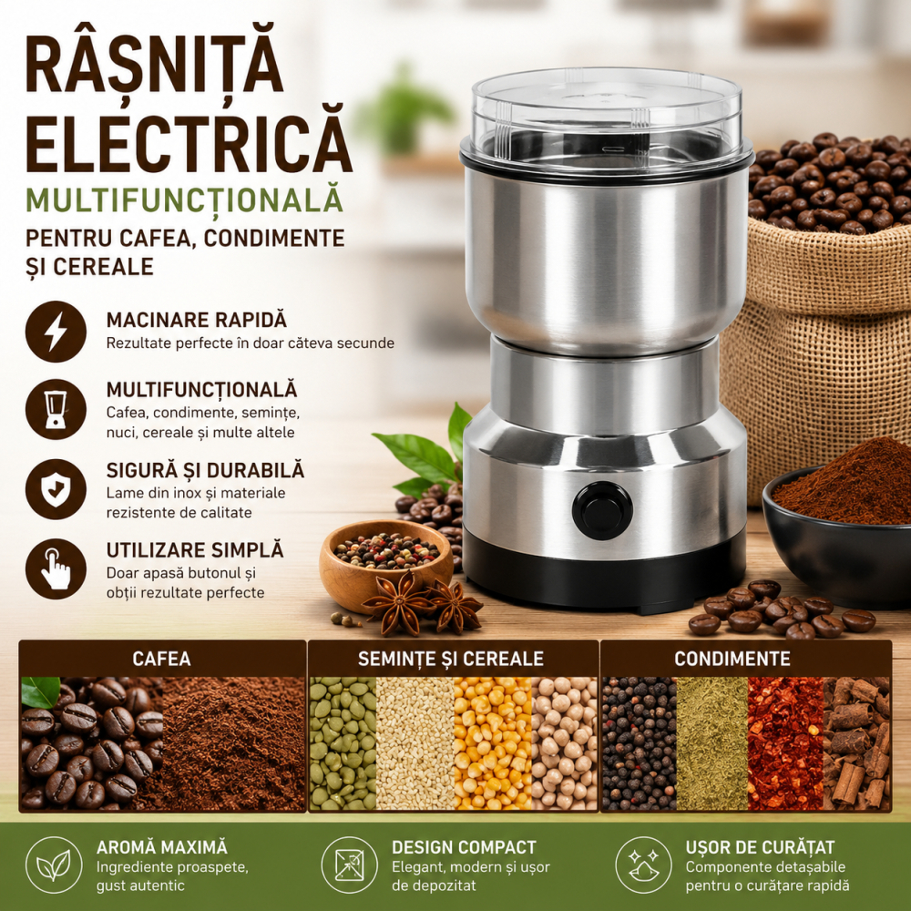 Rasnita Electrica Multifunctionala pentru Cafea, Condimente si Cereale [2]