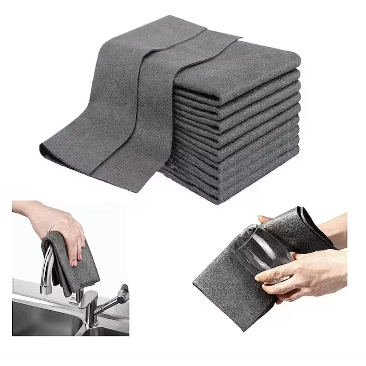 Set 10 lavete magice din microfibra pentru geamuri si oglinzi, curatare fara urme si fara scame [6]
