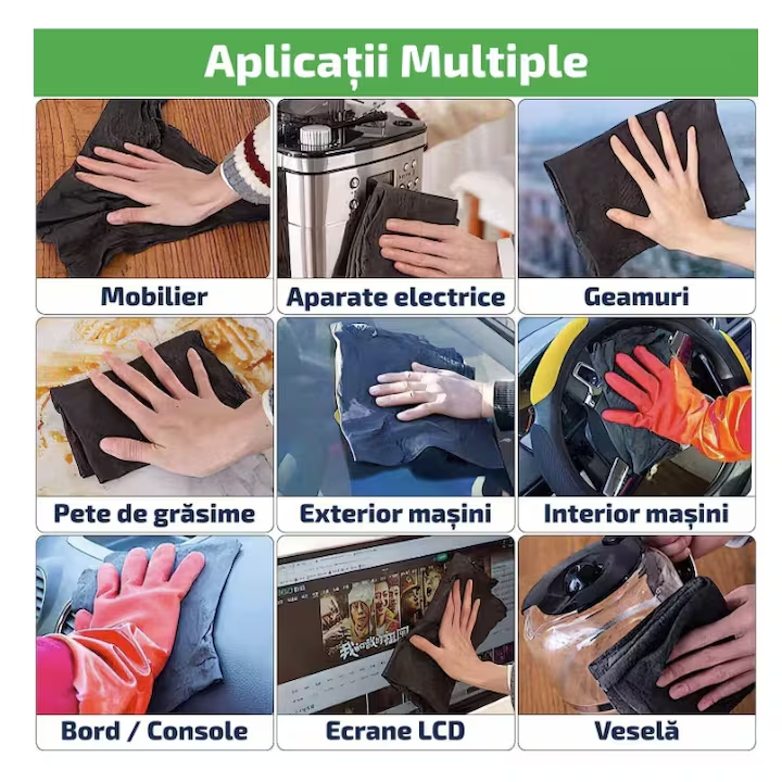 Set 10 lavete magice din microfibra pentru geamuri si oglinzi, curatare fara urme si fara scame [3]