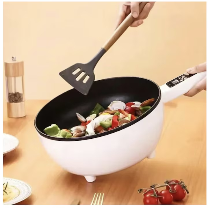 Tigaie Electrica Multifunctionala 2-in-1 cu Oala pentru Gatit la Abur, Alba [5]