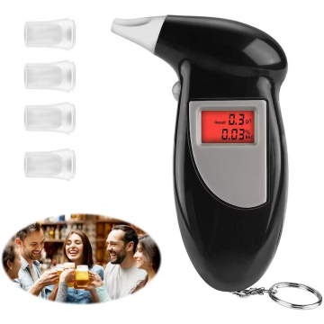 Alcooltest Digital Portabil, Aparat Alcoolemie Tip Breloc cu Ecran LCD si 4 Capete de Rezerva [2]