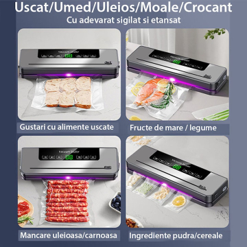 Aparat de Vidat si Sigilat Pungi, Dispozitiv Profesional de Vidat Alimente Umede si Uscate, Include 10 Pungi Cadou [5]
