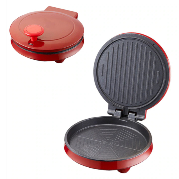 Bucatarie - Aparat Electric Multifunctional pentru Pizza si Grill, Tigaie Electrica Rotunda cu Placi Antiaderente, Rosu