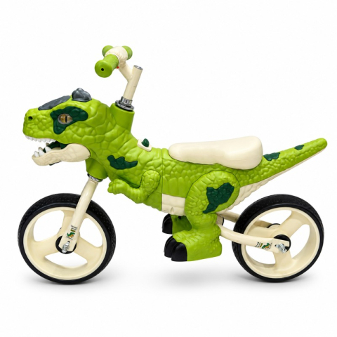 Bicicleta pentru Copii, Model Dinozaur T-Rex, Scaun Ergonomic, Lumini si Muzica Verde/Bej [1]