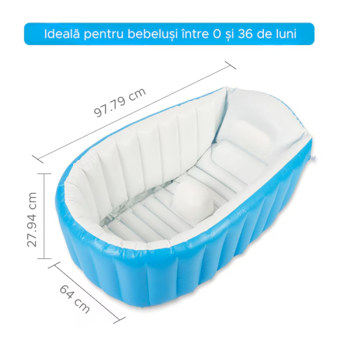 Cadita Gonflabila pentru Bebelusi si Copii, cu Spatar, Albastru [5]