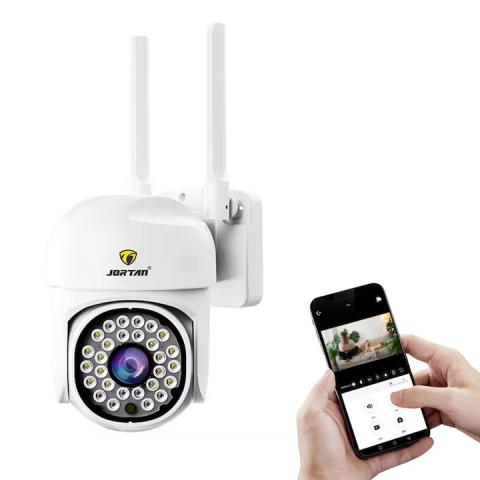 Casa & Gradina - Camera de Supraveghere Exterior WiFi Jortan PTZ, Rezolutie Full HD, Include Card 32GB, Rotire 360 Grade si Vedere Nocturna Color