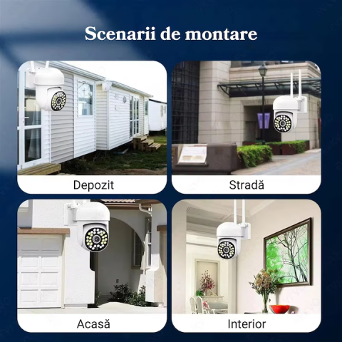 Camera de Supraveghere Exterior WiFi Jortan PTZ, Rezolutie Full HD, Include Card 32GB, Rotire 360 Grade si Vedere Nocturna Color [5]