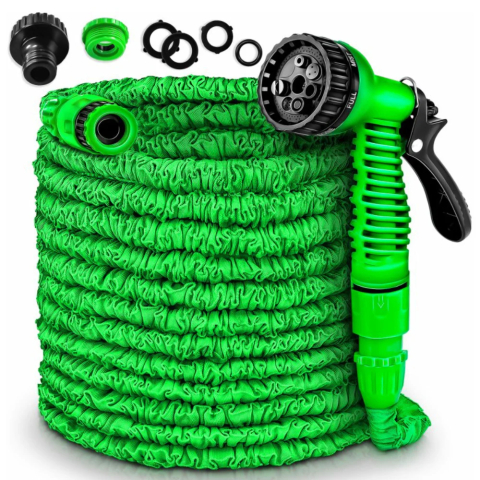 TOTUL SUB 50 LEI - Furtun de gradina extensibil pana la 60m cu pistol de stropit multifunctional, conectori si accesorii incluse