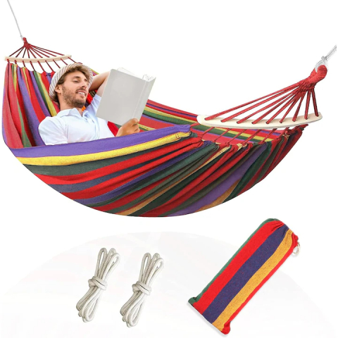 Hamac de Gradina cu Bare din Lemn, Multicolor, 200x150 cm [7]
