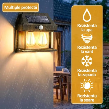 Lampa Solara de Perete cu Senzor de Miscare si Becuri LED Filament [9]