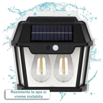 Lampa Solara de Perete cu Senzor de Miscare si Becuri LED Filament [3]