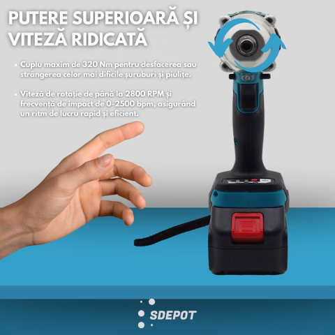 Masina de insurubat cu impact pe acumulator, trusa accesorii inclusa [3]