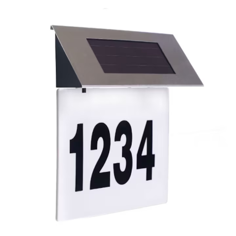 TOTUL SUB 50 LEI - Numar de casa iluminat LED solar, placuta numar din inox si acril cu senzor de lumina, cifre si litere autoadezive incluse