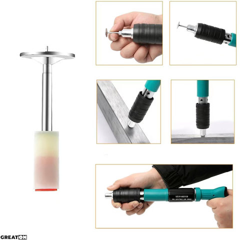 Set Pistol Pneumatic pentru Fixare Cuie Gips-Carton, Perete, Tavan, Podea, Lemn, Metal, Set Complet cu 150 Nituri CADOU, Ochelari de Protectie si Valiza [11]