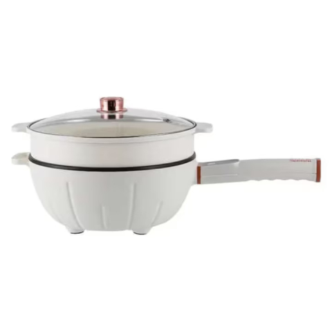 Bucatarie - Tigaie Electrica Multifunctionala 2-in-1 cu Oala pentru Gatit la Abur, Alba