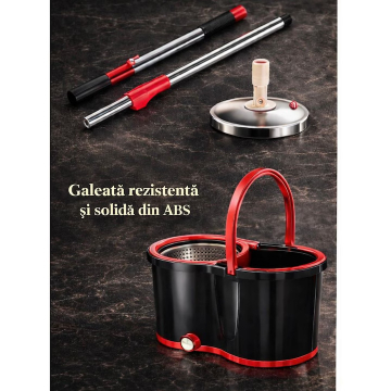 Galeata cu Mop Rotativ 360 si Storcator Inox, Set Curatenie Podele [3]