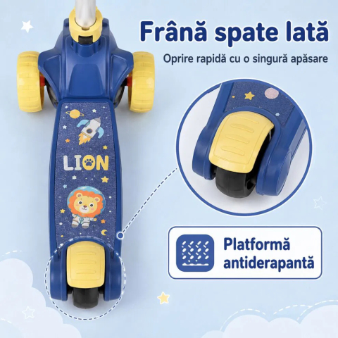 Trotineta copii pliabila cu 3 roti pentru, lumini LED, muzica si baloane de sapun, reglabila pe inaltime [4]