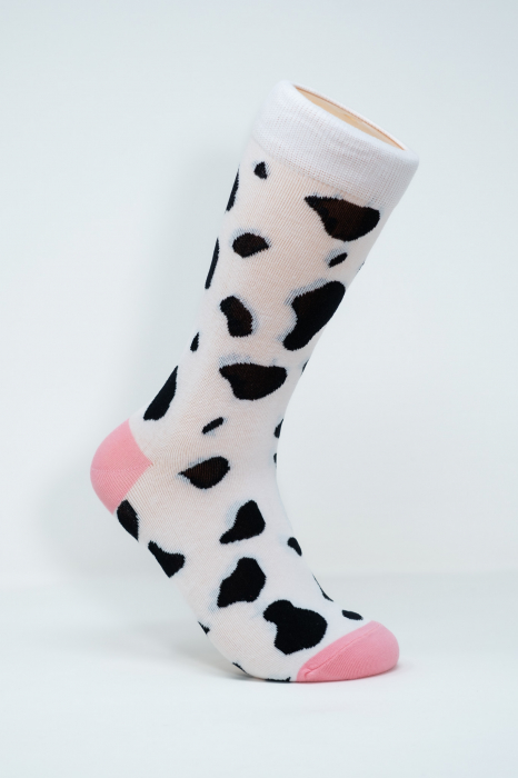 Sosete colorate inalte femei, Imprimeu Vacuta. [1]