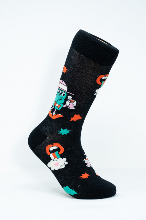 Sosete colorate inalte femei si barbati, Imprimeu Hipster. [1]