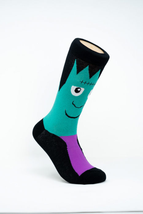 Sosete colorate inalte de barbati, cu model, Soseta Frankentein, Groaza cu Stil. [1]