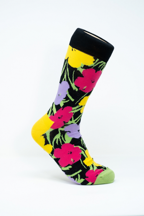 Sosete colorate inalte barbati, Flori de Andy Warhol. [1]