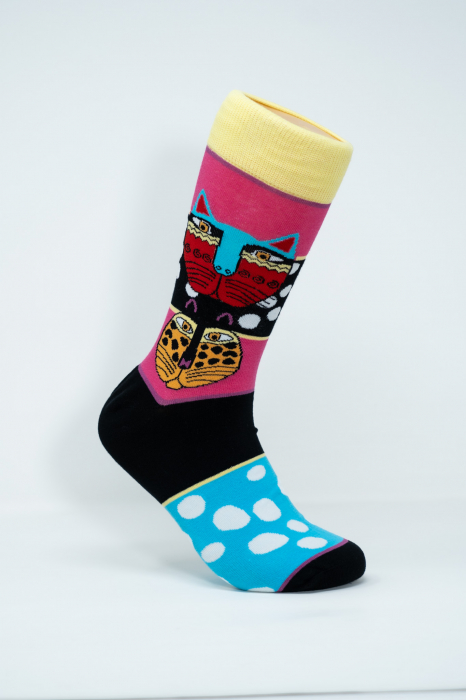 Sosete colorate inalte barbati, Motive Africane cu Cap de Pisica. [1]