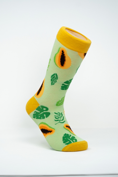 Sosete colorate inalte de femei si barbati, cu model, Papaya Fruit. [1]