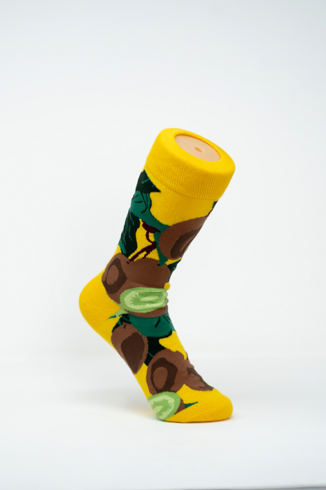 Sosete colorate inalte de femei, cu model, Imprimeu cu Fructe Kiwi. [1]