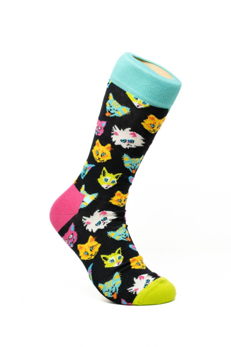 Sosete colorate inalte femei si barbati, Cats Lovers, Cap de Pisicuta. [1]