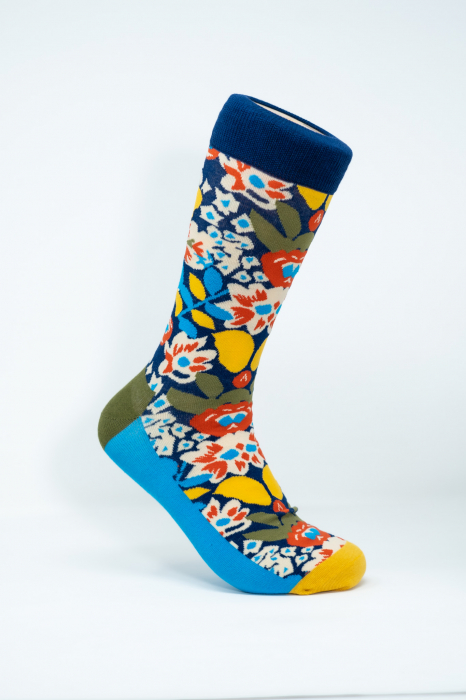 Sosete colorate inalte barbati, Flori Pastel. [1]