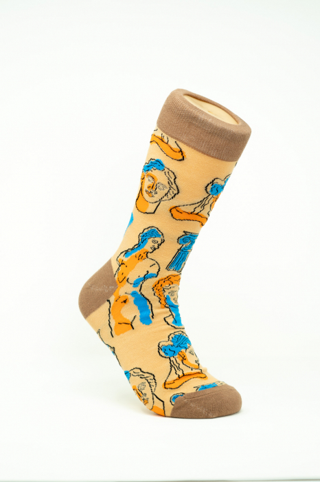 Sosete inalte de barbati cu model, colorate, Sculpturi Antice, Mitologie pe Varfuri. [1]