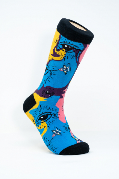 Sosete multicolore inalte femei si barbati, Imprimeu Ochi si Busola. [1]